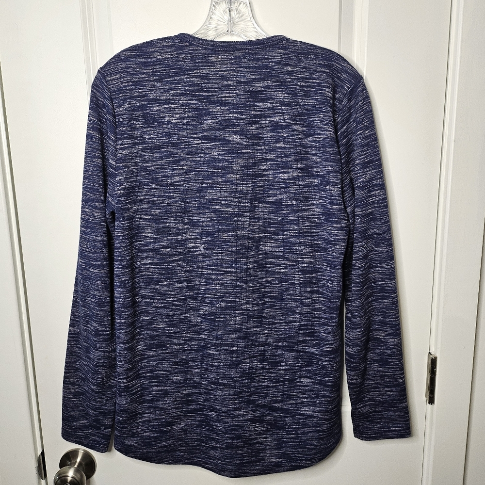 Rustic Souls Heather Blue Henley Shirt Mens Medium Long Sleeve Casual Knit Top - Picture 3 of 8